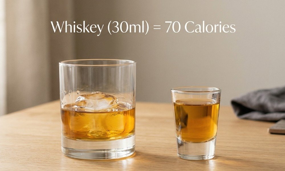 calories in whiskey 30ml