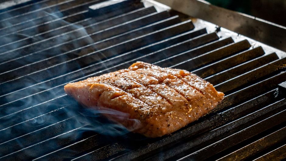 cooked grilled halibut fillet