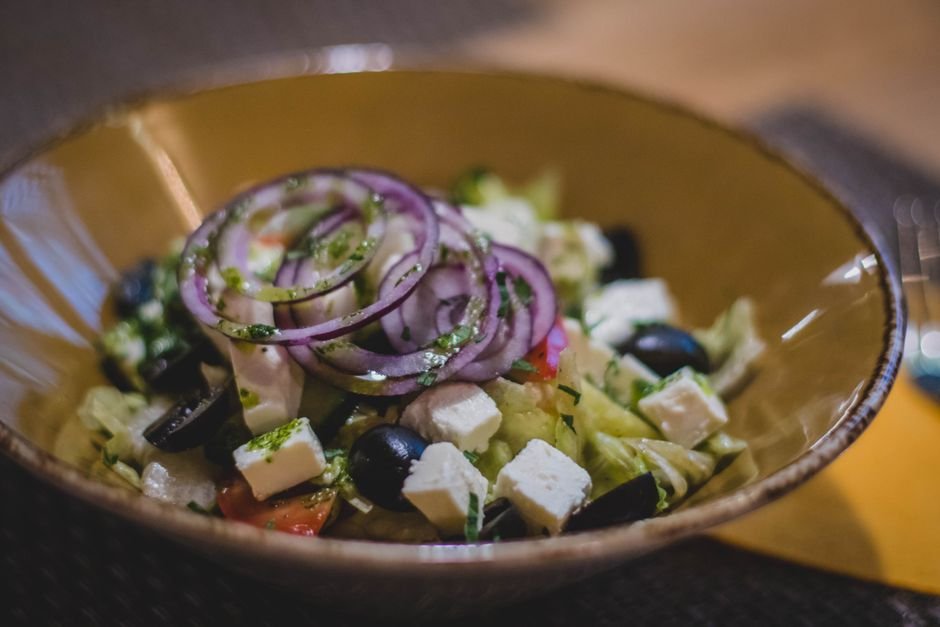 Greek feta salad with vinegar dressing