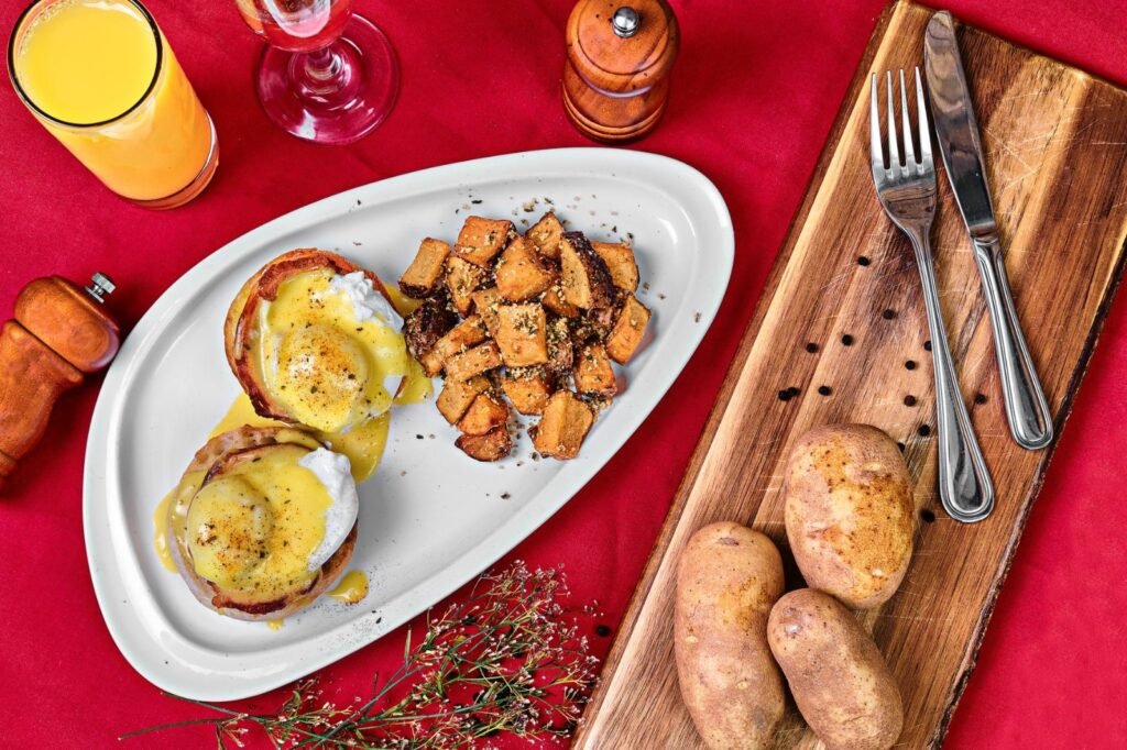 Plated serving of sweet potato hash with fresh herbs